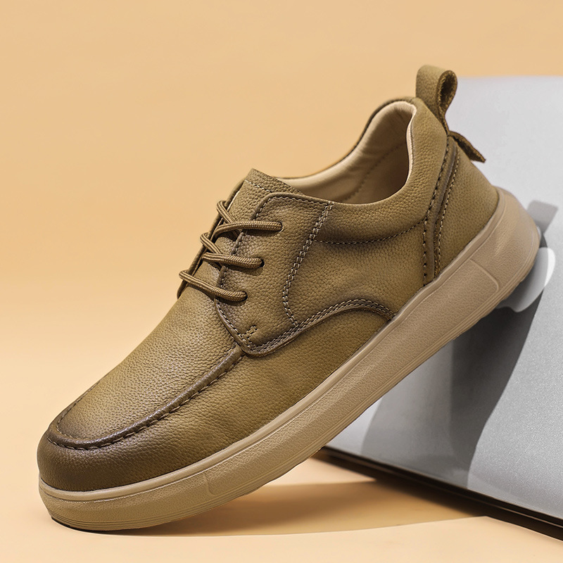 Men's Top-Grain Cowhide Trendy Casual Sneakers